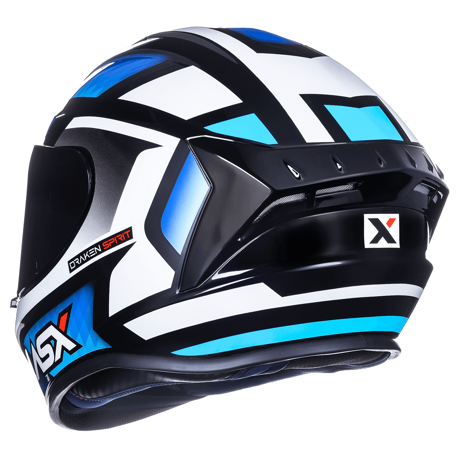 CAPACETE ASX DRAKEN SPIRIT BRILHO PRETO AZUL BRANCO
