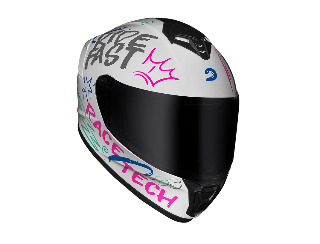 CAPACETE RACE TECH HIT FASTER BRANCO E ROXO