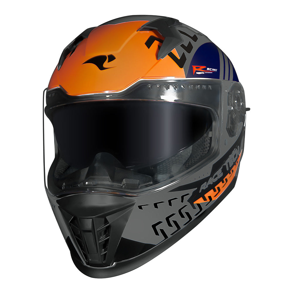 CAPACETE RACE TECH VOLT NINJA PRATA E AZUL + ÓCULOS INTERNO