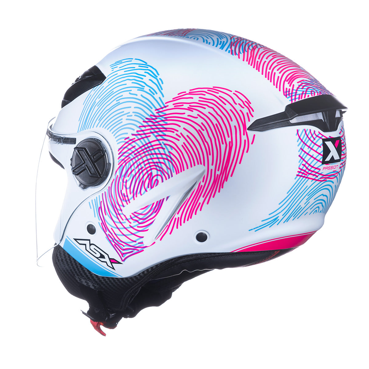 CAPACETE ASX CITY AIR PASSION BRILHO BRANCO ROSA AZUL