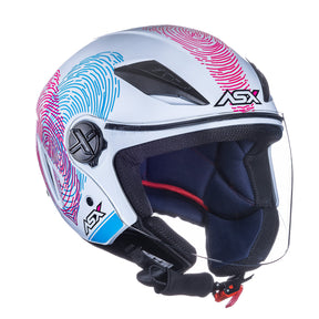 CAPACETE ASX CITY AIR PASSION BRILHO BRANCO ROSA AZUL