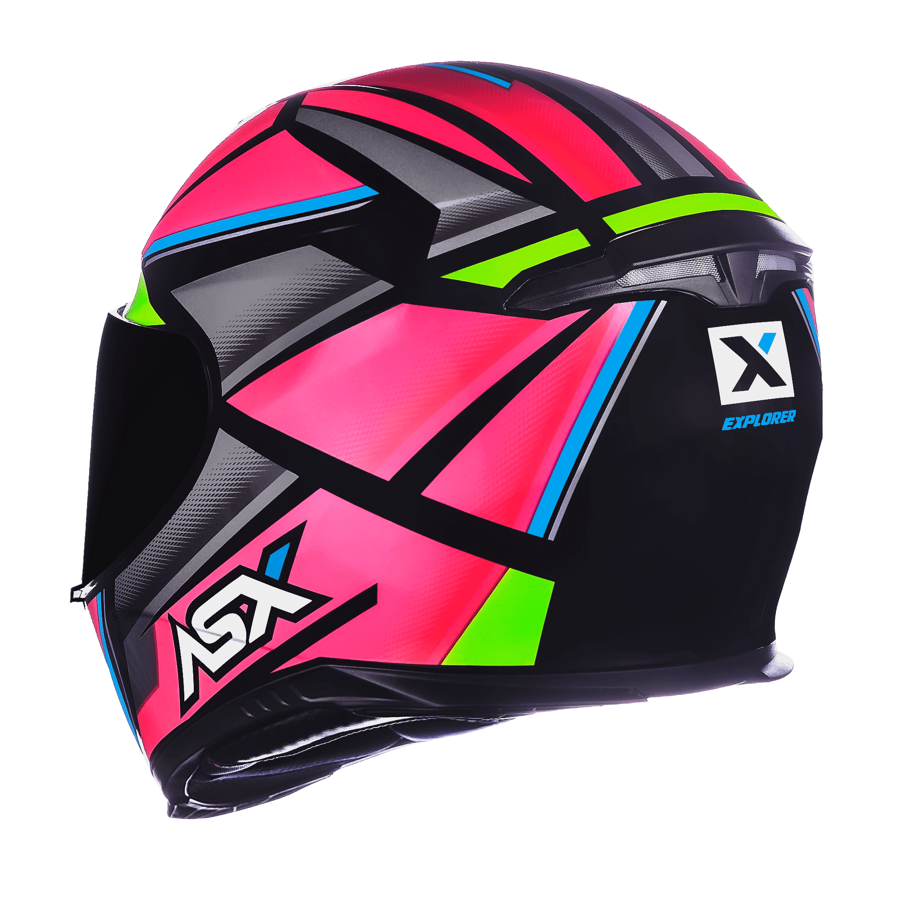 CAPACETE ASX EAGLE EXPLORER BRILHO PRETO ROSA PRATA