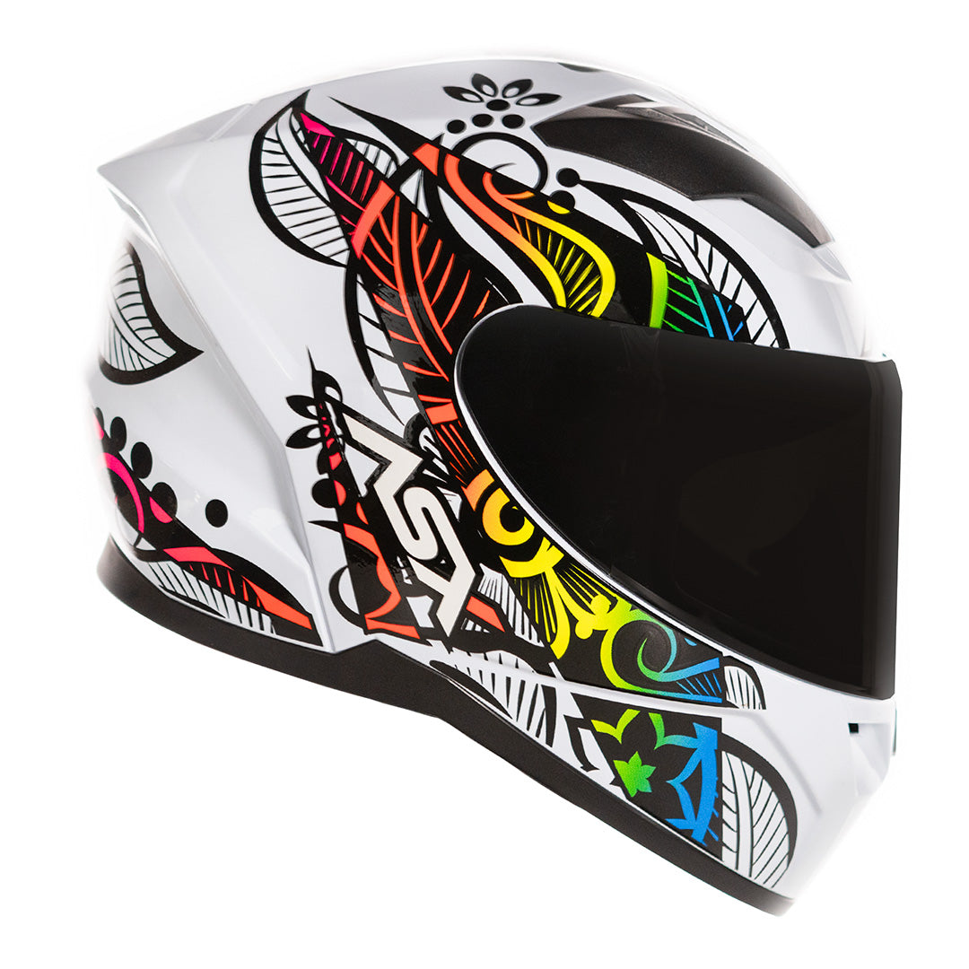 CAPACETE ASX CITY FLOWERS BRILHO BRANCO PRETO COLOR