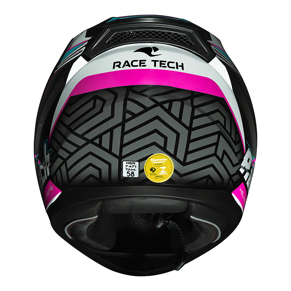 CAPACETE RACE TECH SECTOR VOLTKON BRANCO E ROSA