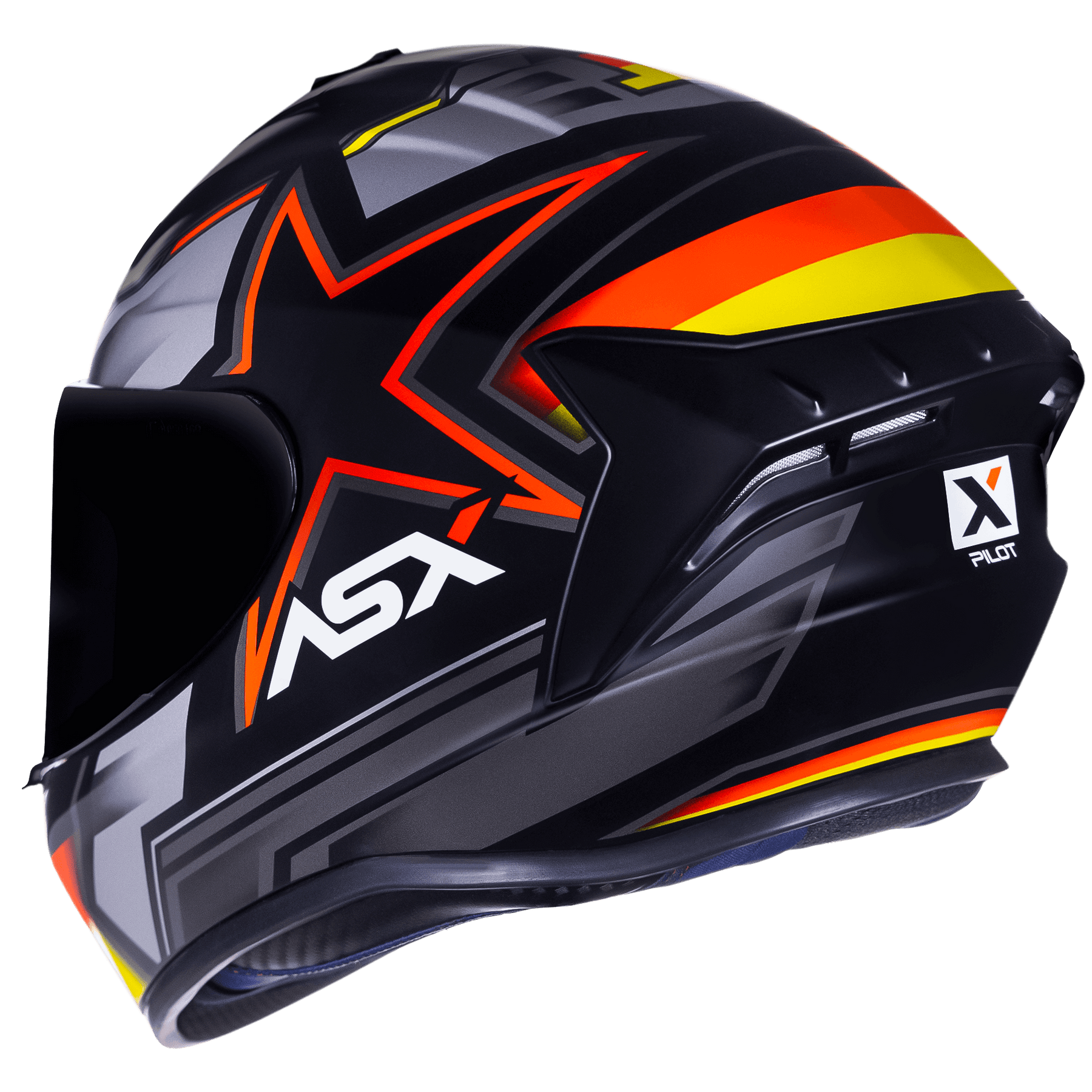 CAPACETE ASX DRAKEN PILOT FOSCO PRETO VERMELHO AMARELO