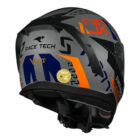 CAPACETE RACE TECH VOLT NINJA PRATA E AZUL + ÓCULOS INTERNO