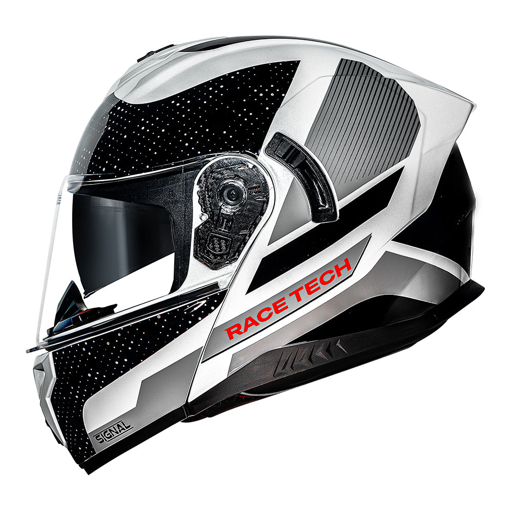 CAPACETE RACE TECH SIGNAL GEAR PRETO E BRANCO