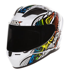 CAPACETE ASX CITY FLOWERS BRILHO BRANCO PRETO COLOR