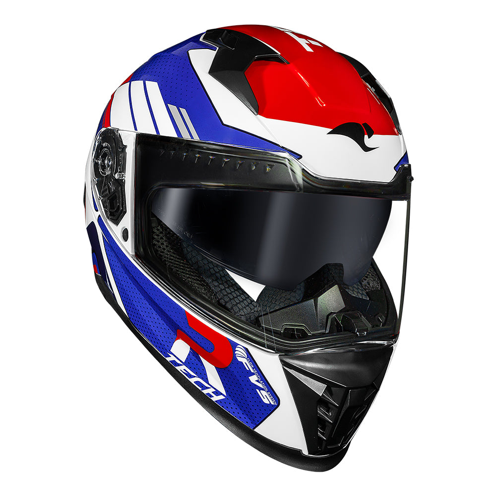 CAPACETE RACE TECH VOLT TRACK BRANCO E AZUL + ÓCULOS INTERNO