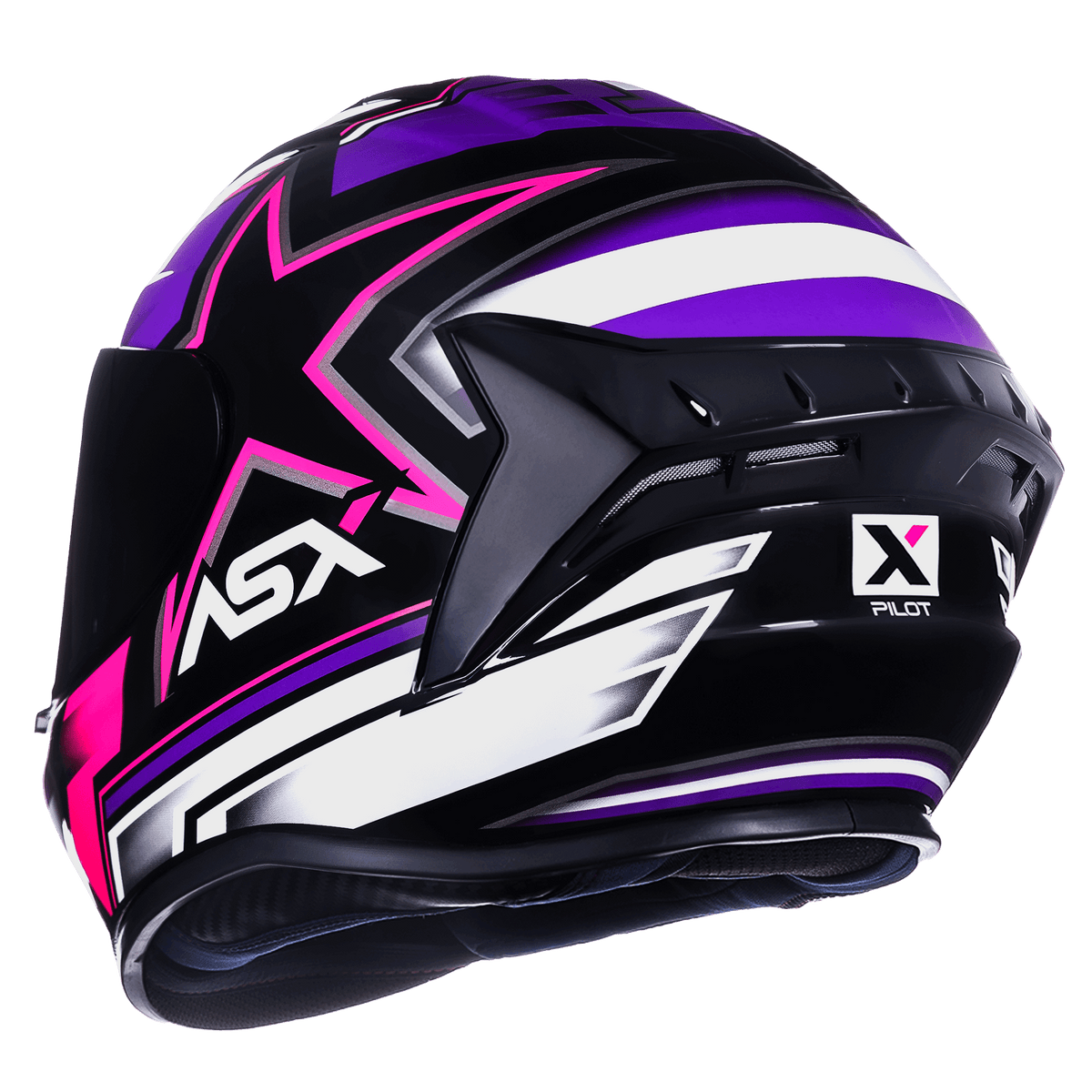 CAPACETE ASX DRAKEN PILOT BRILHO PRETO LILAS ROSA