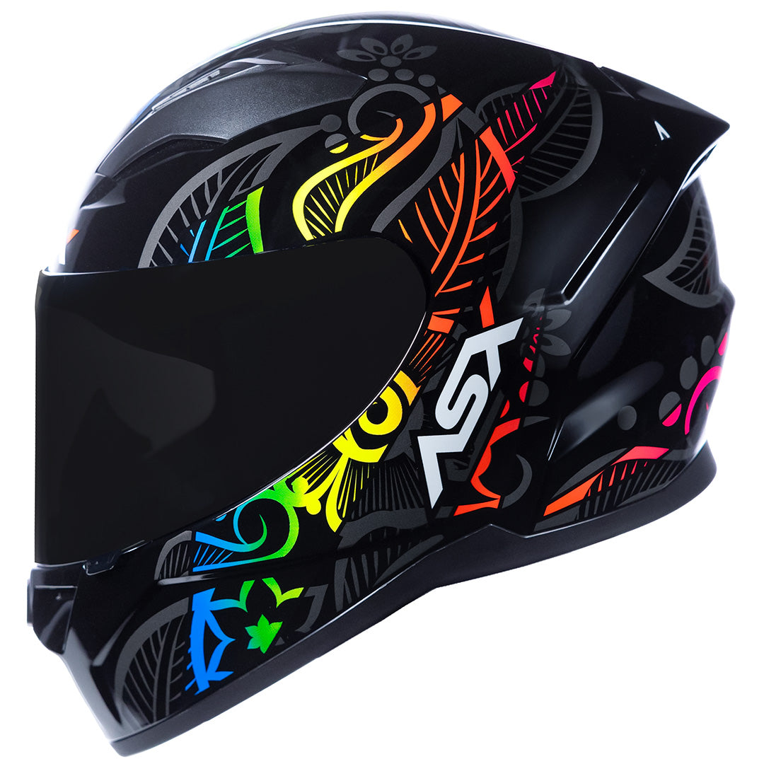 CAPACETE ASX CITY FLOWERS BRILHO PRETO GRAFITE COLOR