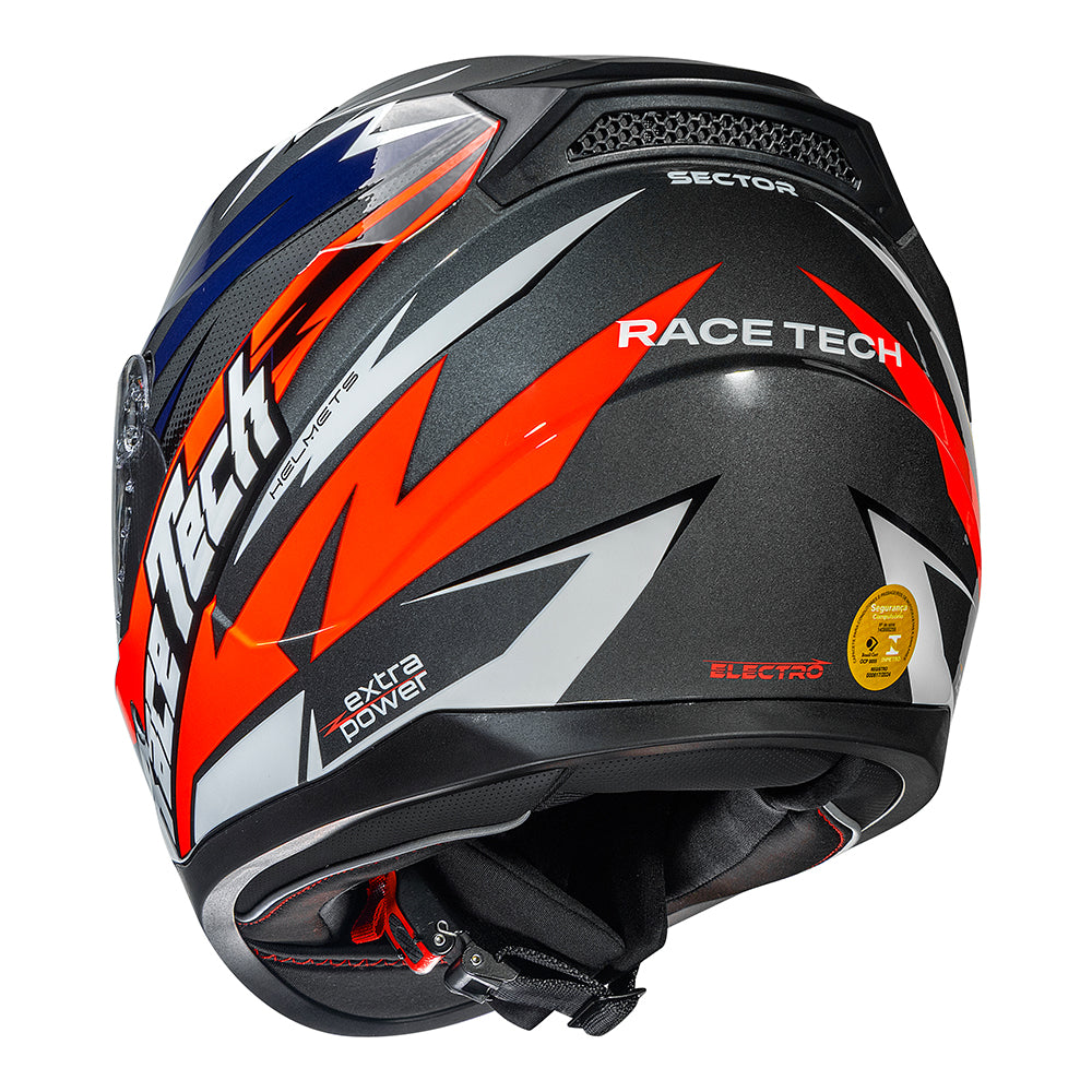 CAPACETE RACE TECH SECTOR ELECTRO TITANIUM E LARANJA