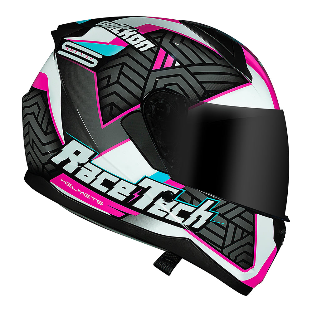 CAPACETE RACE TECH SECTOR VOLTKON BRANCO E ROSA
