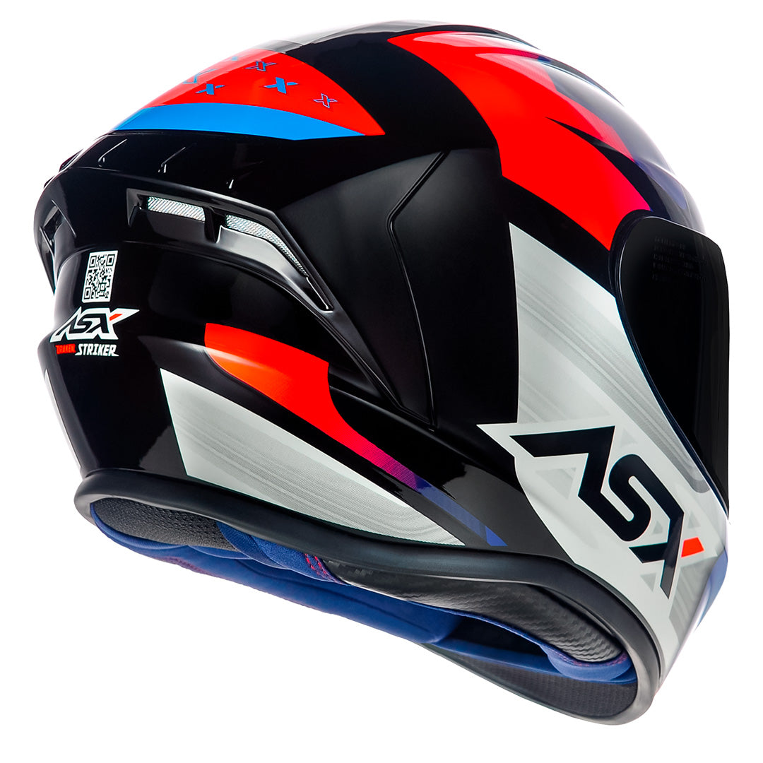 CAPACETE ASX DRAKEN STRIKER BRILHO PRETO AZUL VERMELHO