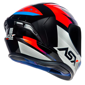 CAPACETE ASX DRAKEN STRIKER BRILHO PRETO AZUL VERMELHO