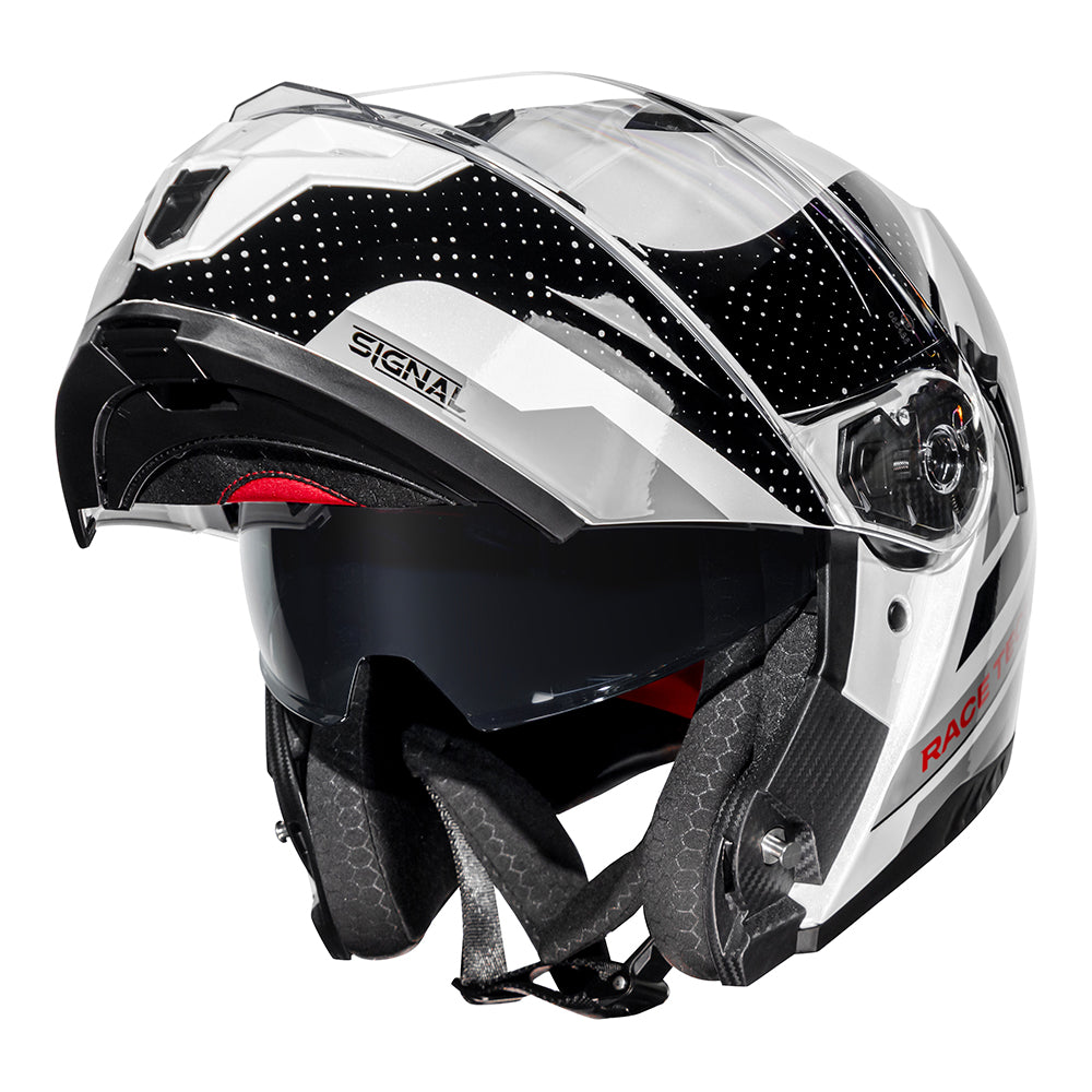 CAPACETE RACE TECH SIGNAL GEAR PRETO E BRANCO