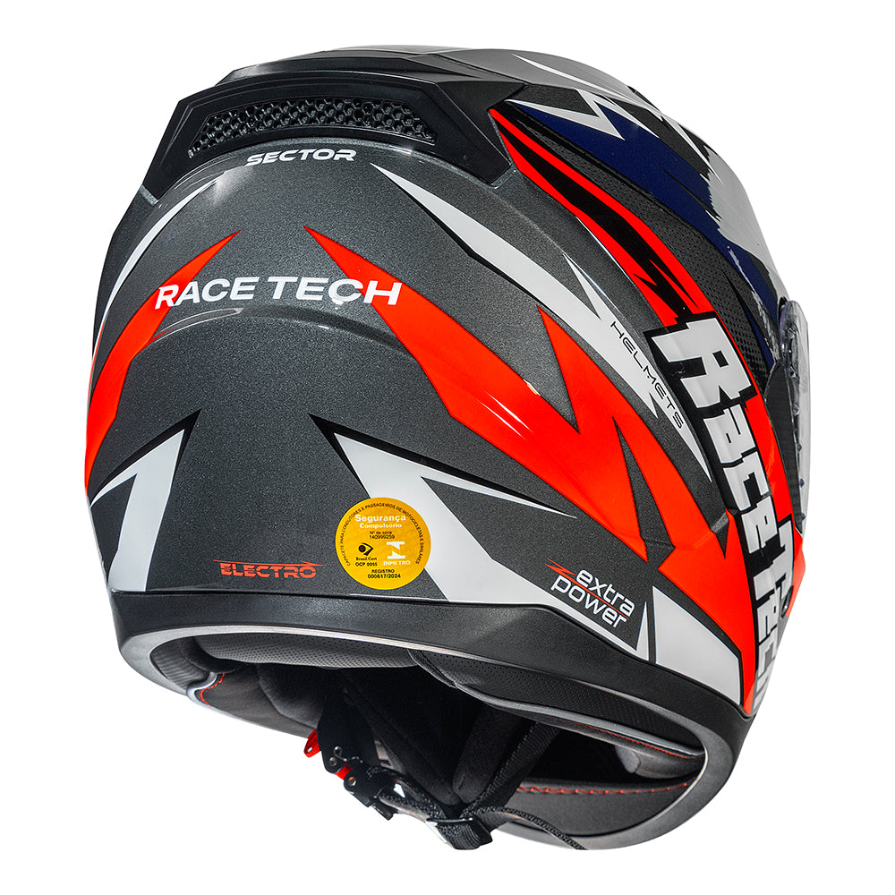 CAPACETE RACE TECH SECTOR ELECTRO TITANIUM E LARANJA