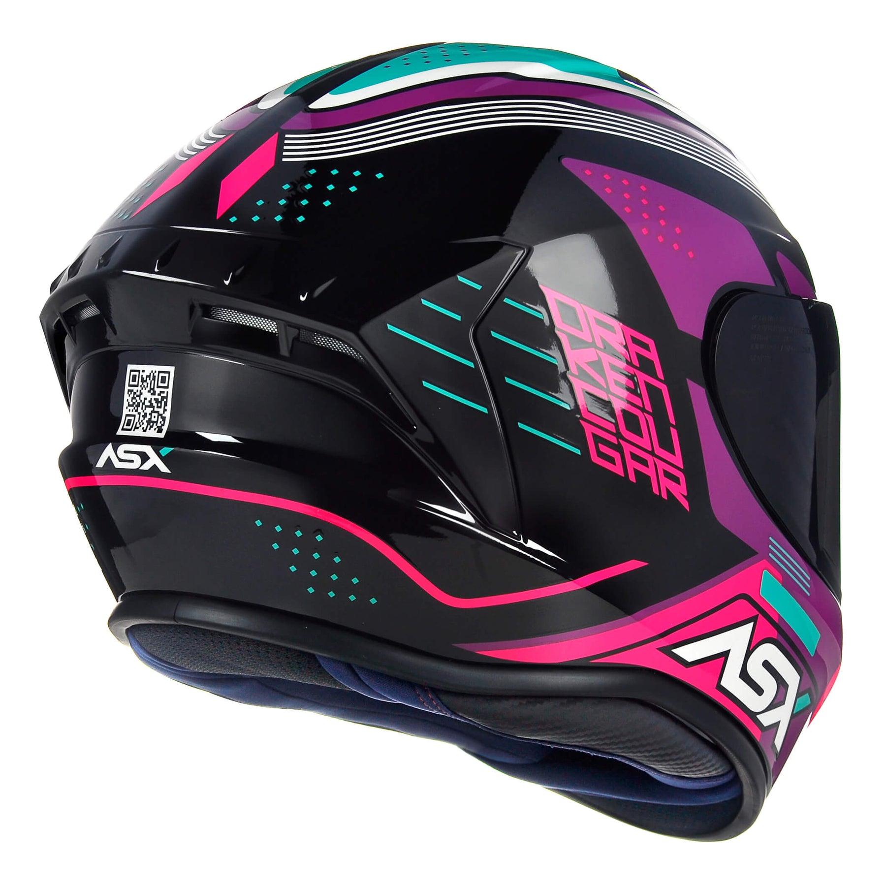 CAPACETE ASX DRAKEN COUGAR BRILHO PRETO ROSA TIFFANY