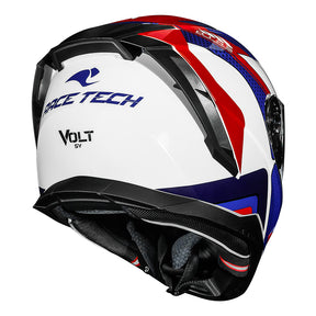 CAPACETE RACE TECH VOLT TRACK BRANCO E AZUL + ÓCULOS INTERNO