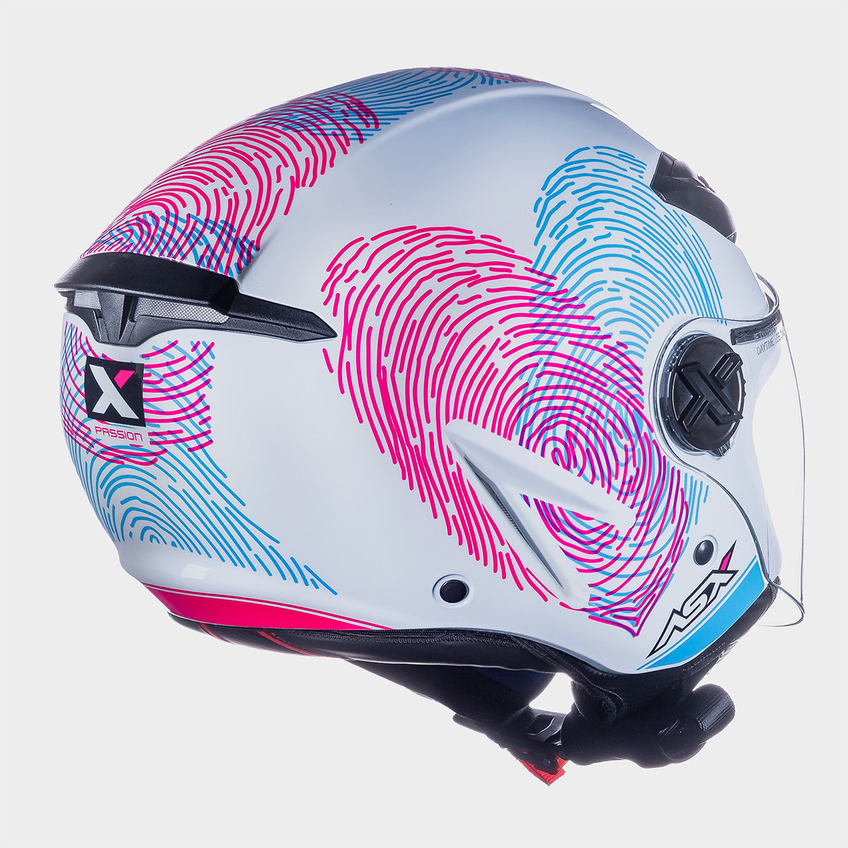 CAPACETE ASX CITY AIR PASSION BRILHO BRANCO ROSA AZUL