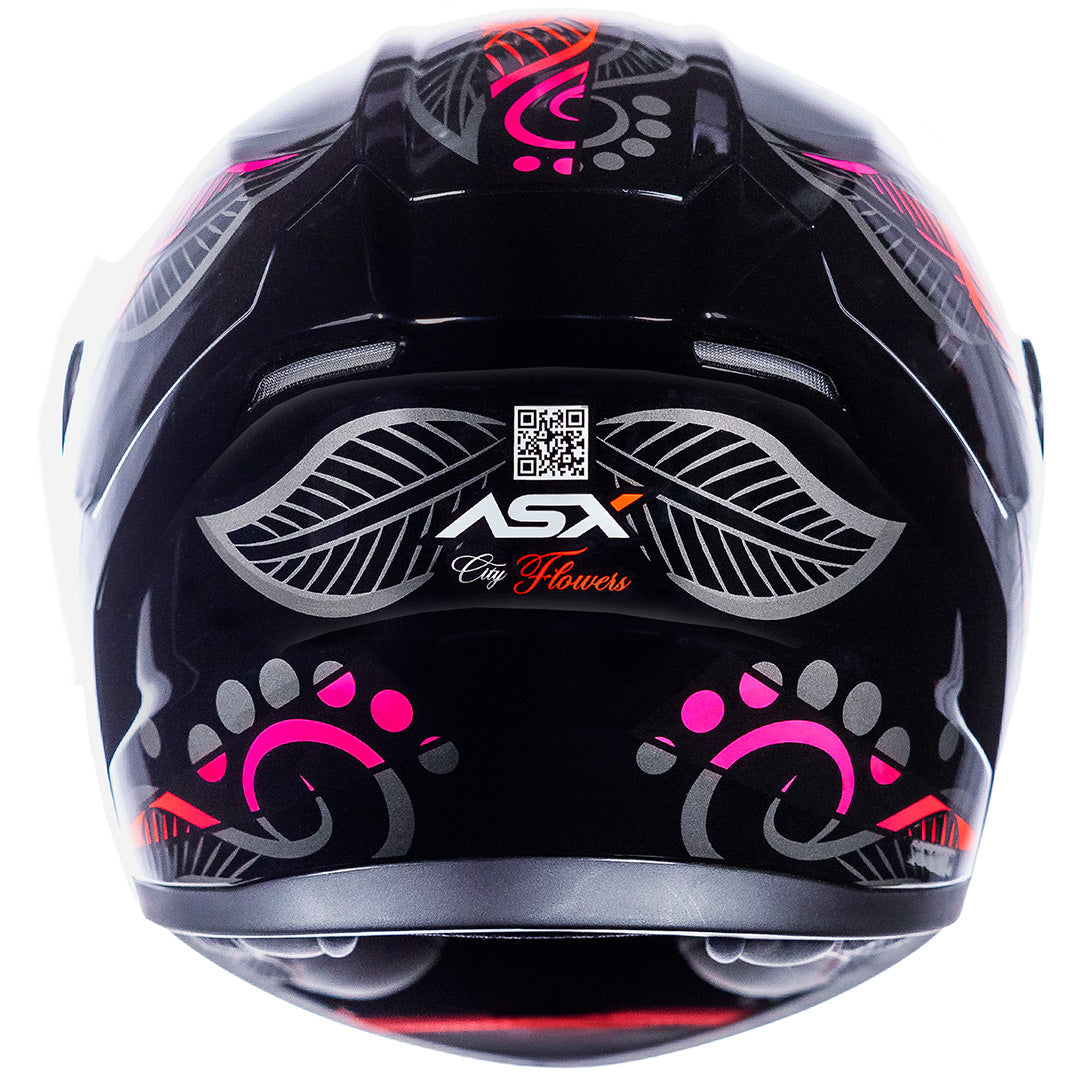 CAPACETE ASX CITY FLOWERS BRILHO PRETO GRAFITE COLOR