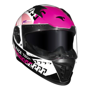 CAPACETE RACE TECH VOLT NINJA BRANCO E ROSA + ÓCULOS INTERNO