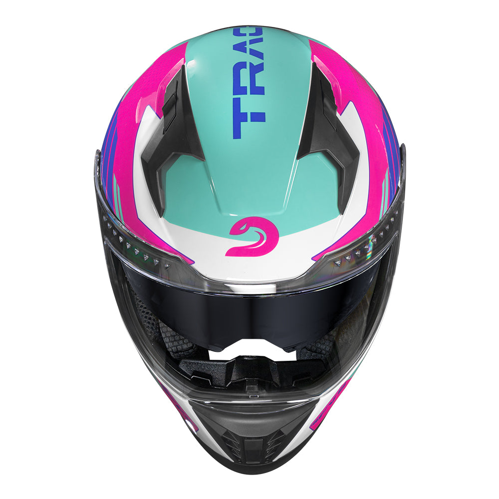 CAPACETE RACE TECH VOLT TRACK BRANCO E ROSA + ÓCULOS INTERNO
