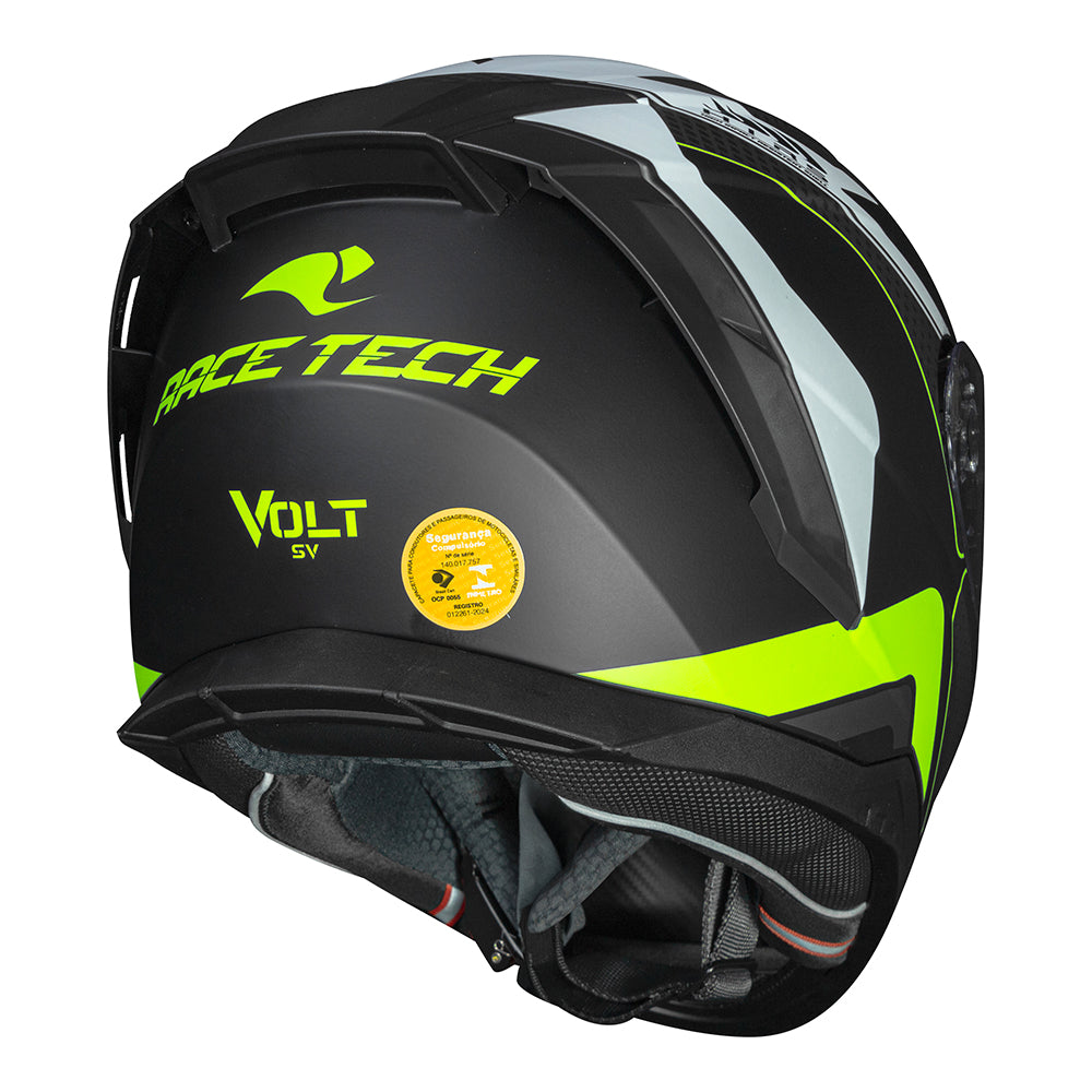 CAPACETE RACE TECH VOLT TRACK FOSCO TITANIUM E PRETO + ÓCULOS INTERNO