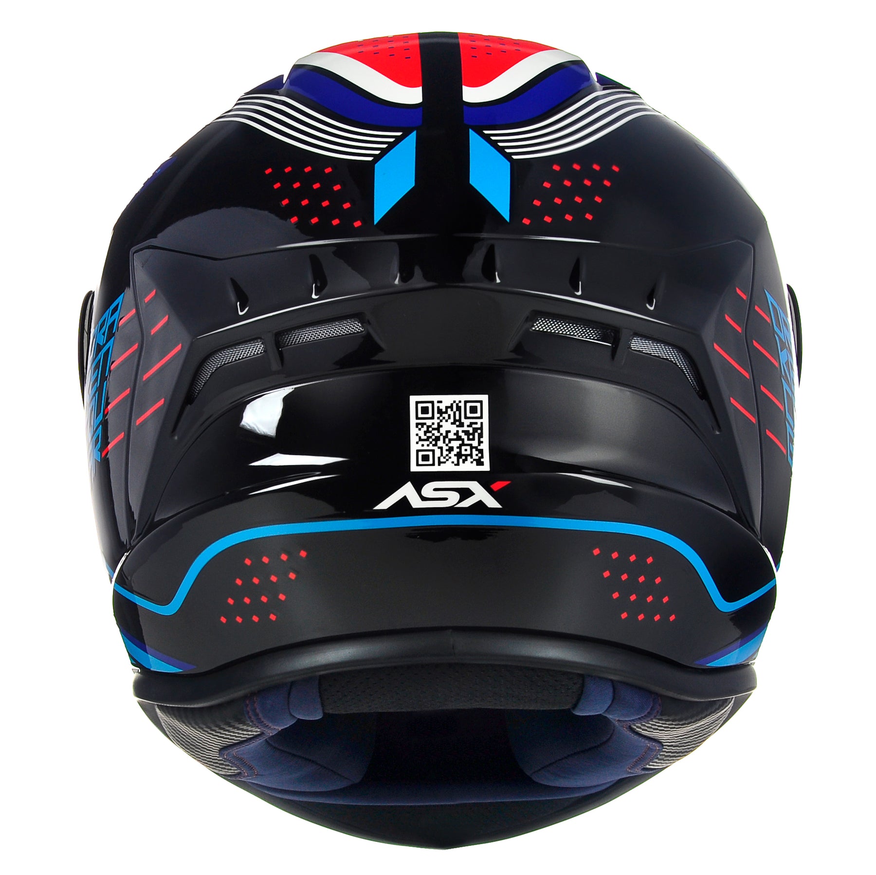 CAPACETE ASX DRAKEN COUGAR BRILHO PRETO AZUL VERMELHO