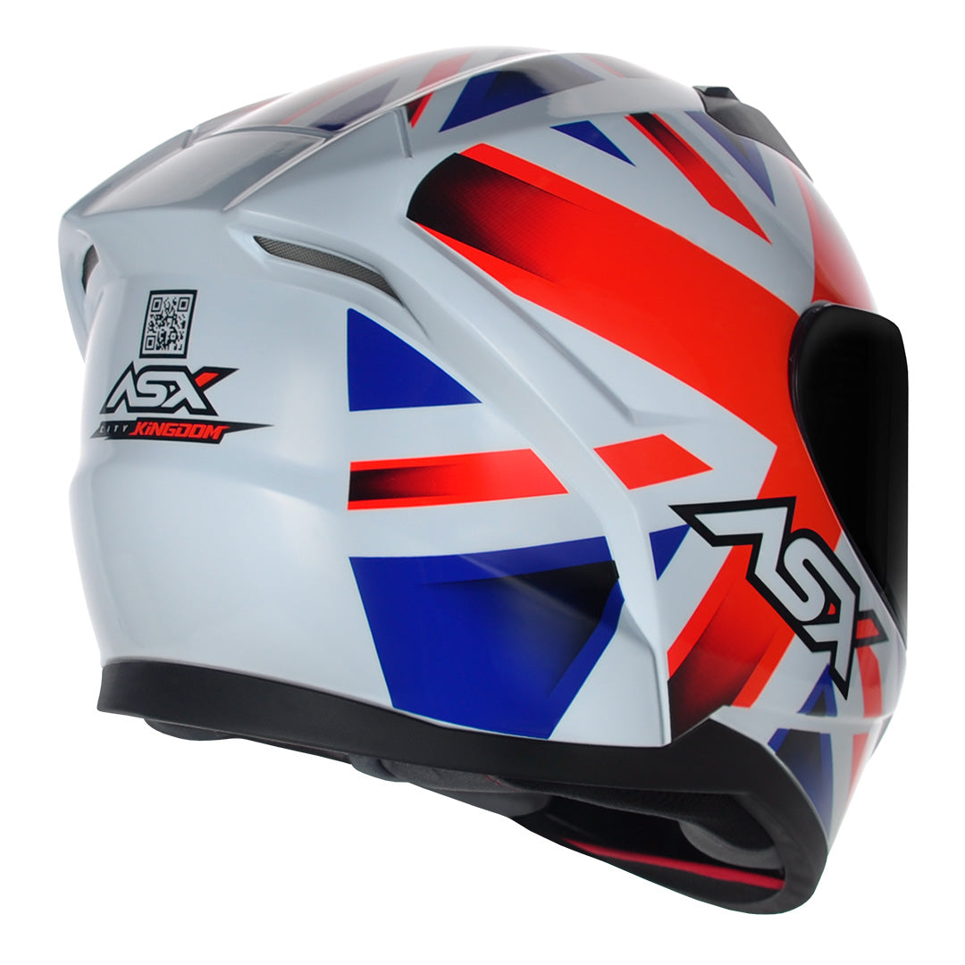 CAPACETE ASX CITY KINGDOM BRILHO BRANCO  VERMELHO  AZUL