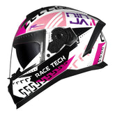 CAPACETE RACE TECH VOLT NINJA BRANCO E ROSA + ÓCULOS INTERNO