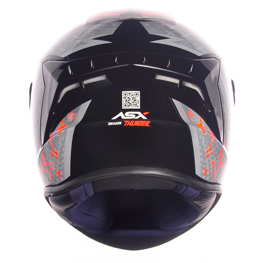 CAPACETE ASX DRAKEN THUNDER BRILHO PRETO CINZA VERMELHO