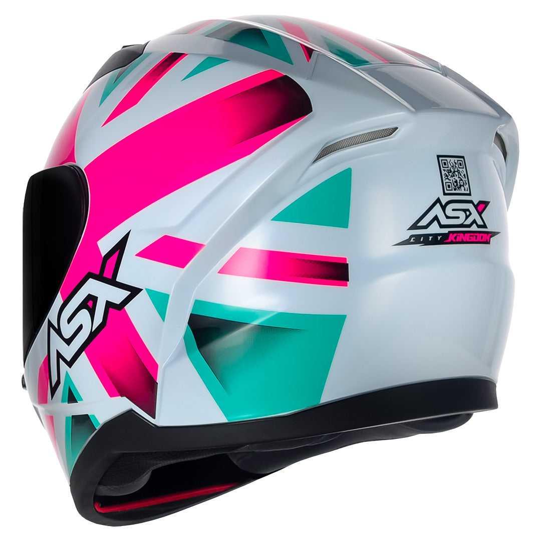 CAPACETE ASX CITY KINGDOM BRILHO BRANCO ROSA TIFFANY