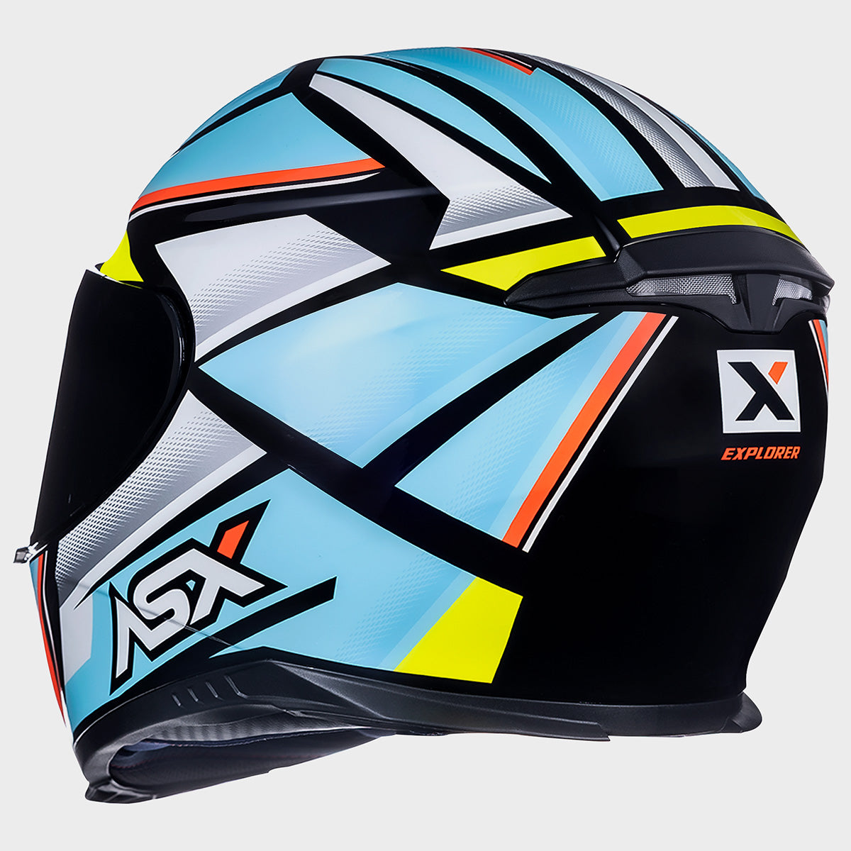 CAPACETE ASX EAGLE EXPLORER BRILHO PRETO AZUL BRANCO