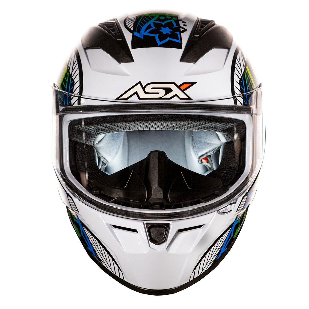 CAPACETE ASX CITY FLOWERS BRILHO BRANCO PRETO COLOR