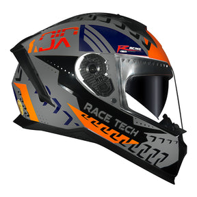 CAPACETE RACE TECH VOLT NINJA PRATA E AZUL + ÓCULOS INTERNO