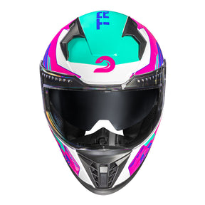 CAPACETE RACE TECH VOLT TRACK BRANCO E ROSA + ÓCULOS INTERNO