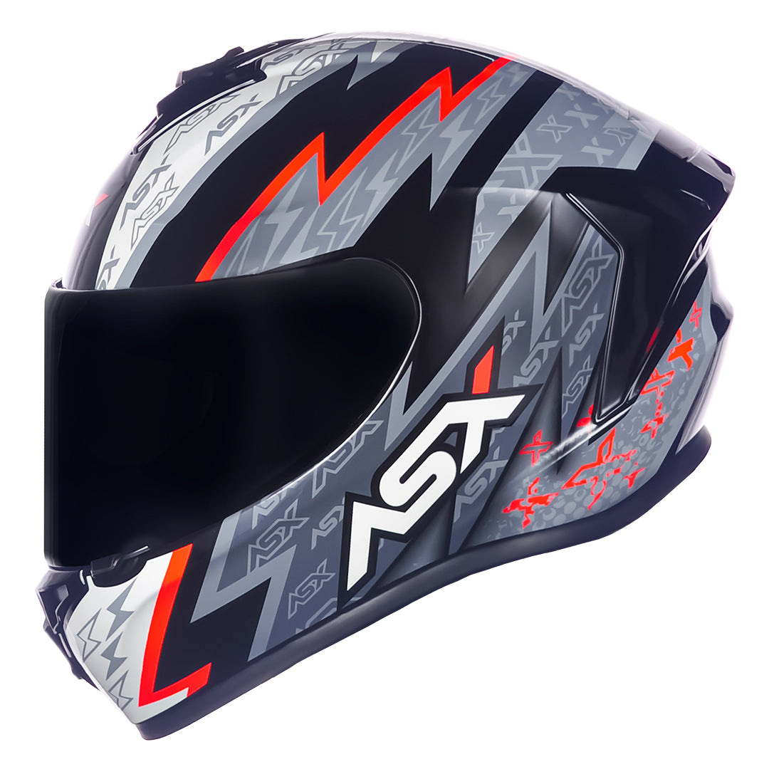 CAPACETE ASX DRAKEN THUNDER BRILHO PRETO CINZA VERMELHO
