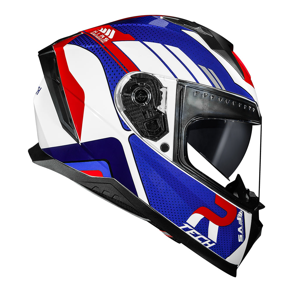 CAPACETE RACE TECH VOLT TRACK BRANCO E AZUL + ÓCULOS INTERNO