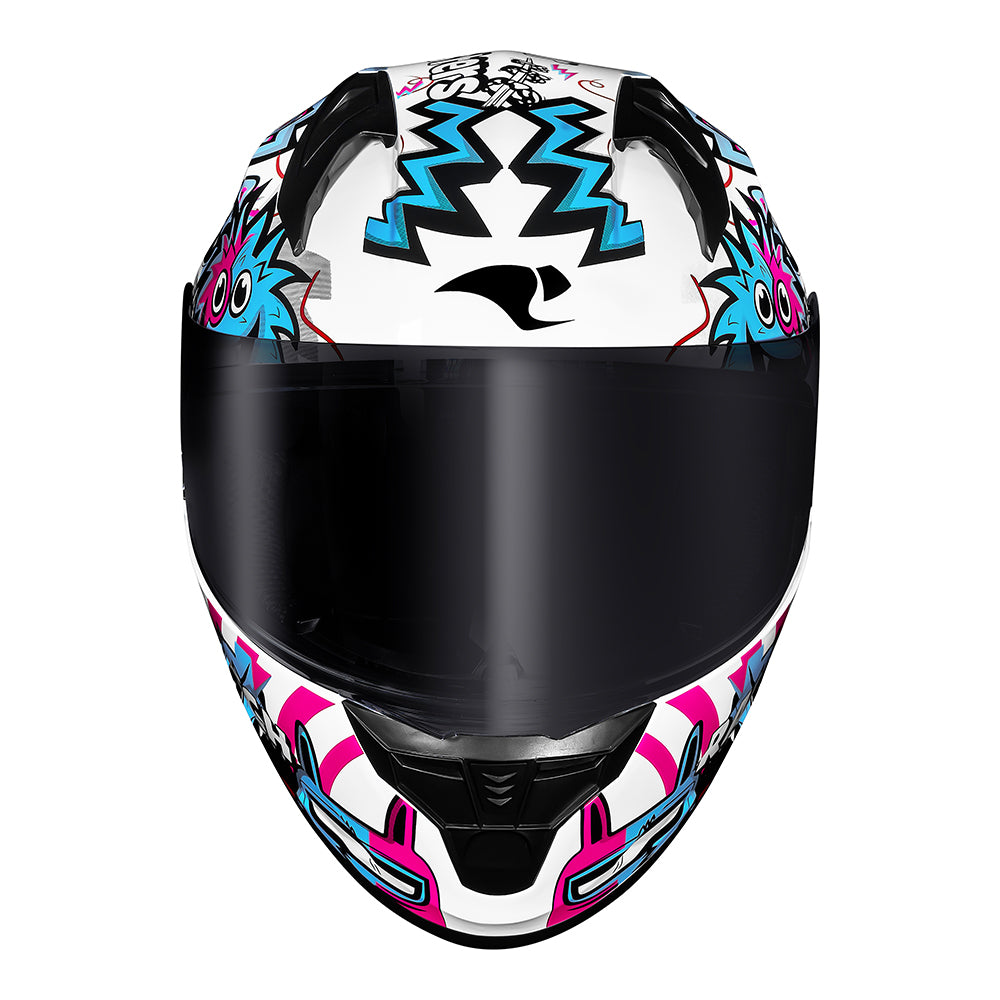 CAPACETE RACE TECH SECTOR MONSTERS BRANCO E AZUL