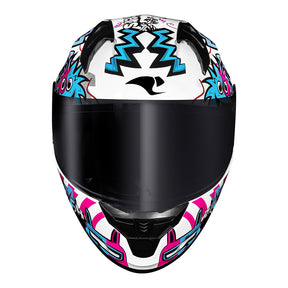 CAPACETE RACE TECH SECTOR MONSTERS BRANCO E AZUL