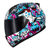 CAPACETE RACE TECH SECTOR MONSTERS BRANCO E AZUL