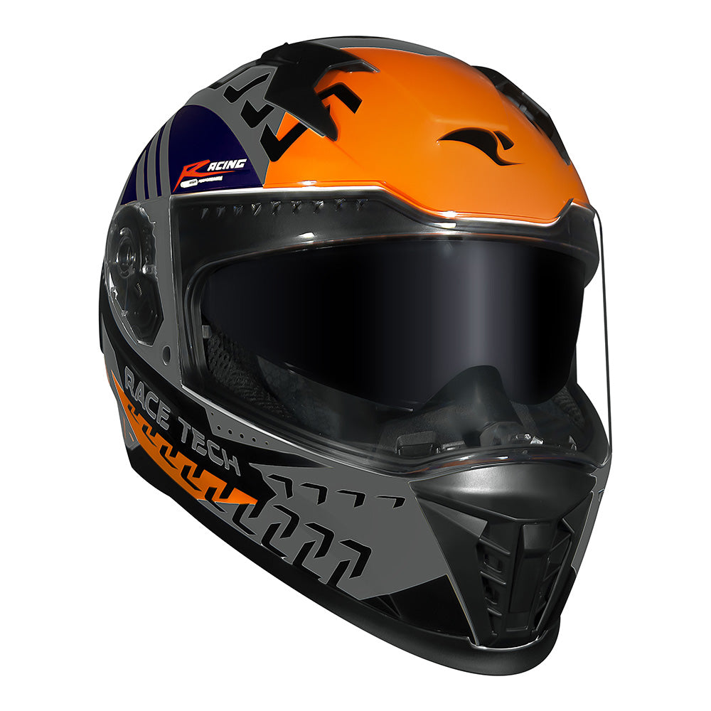 CAPACETE RACE TECH VOLT NINJA PRATA E AZUL + ÓCULOS INTERNO