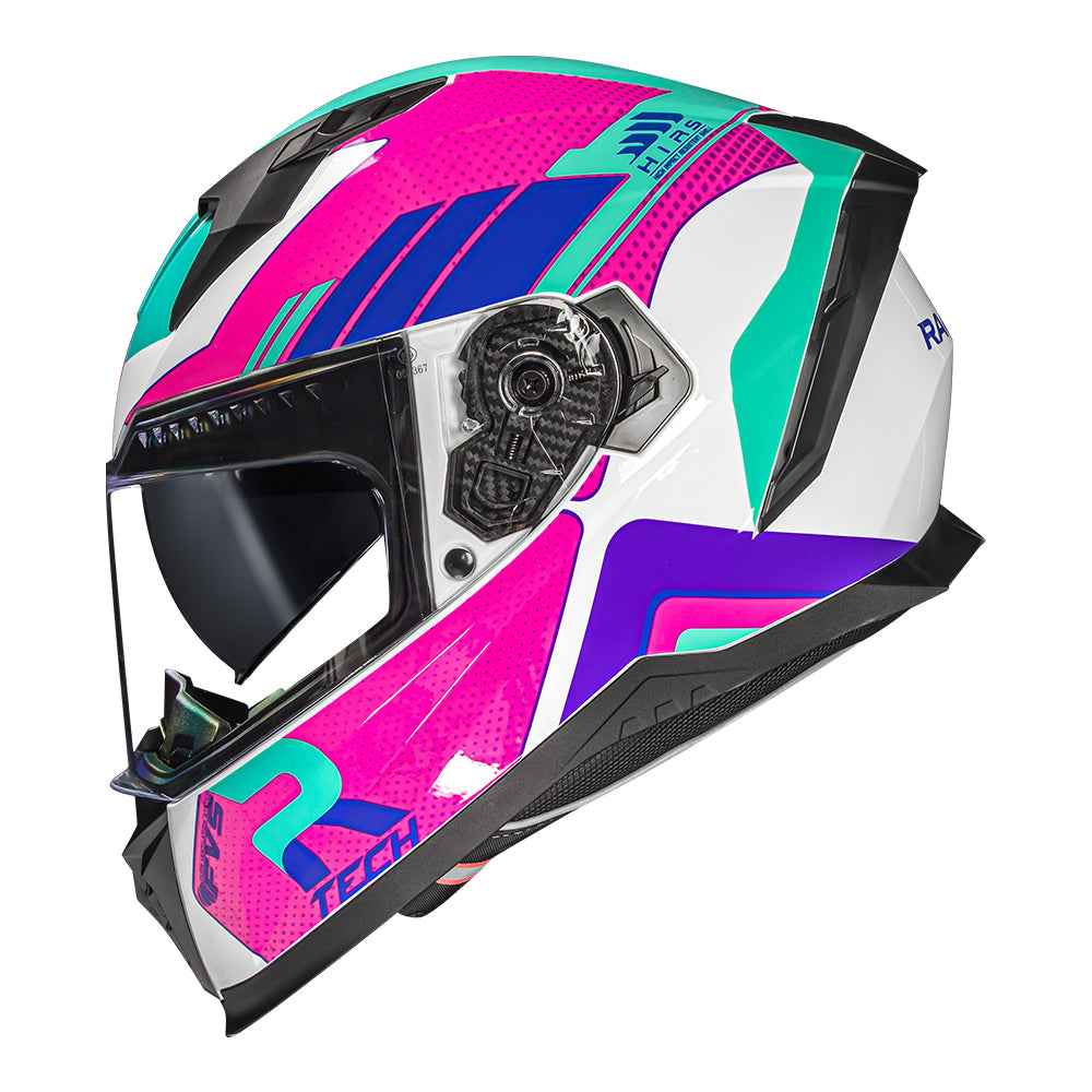 CAPACETE RACE TECH VOLT TRACK BRANCO E ROSA + ÓCULOS INTERNO