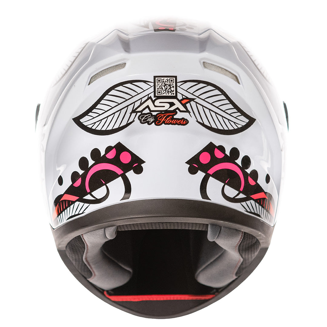 CAPACETE ASX CITY FLOWERS BRILHO BRANCO PRETO COLOR