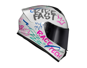 CAPACETE RACE TECH HIT FASTER BRANCO E ROXO