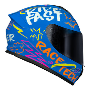CAPACETE RACE TECH HIT FASTER AZUL E AMARELO