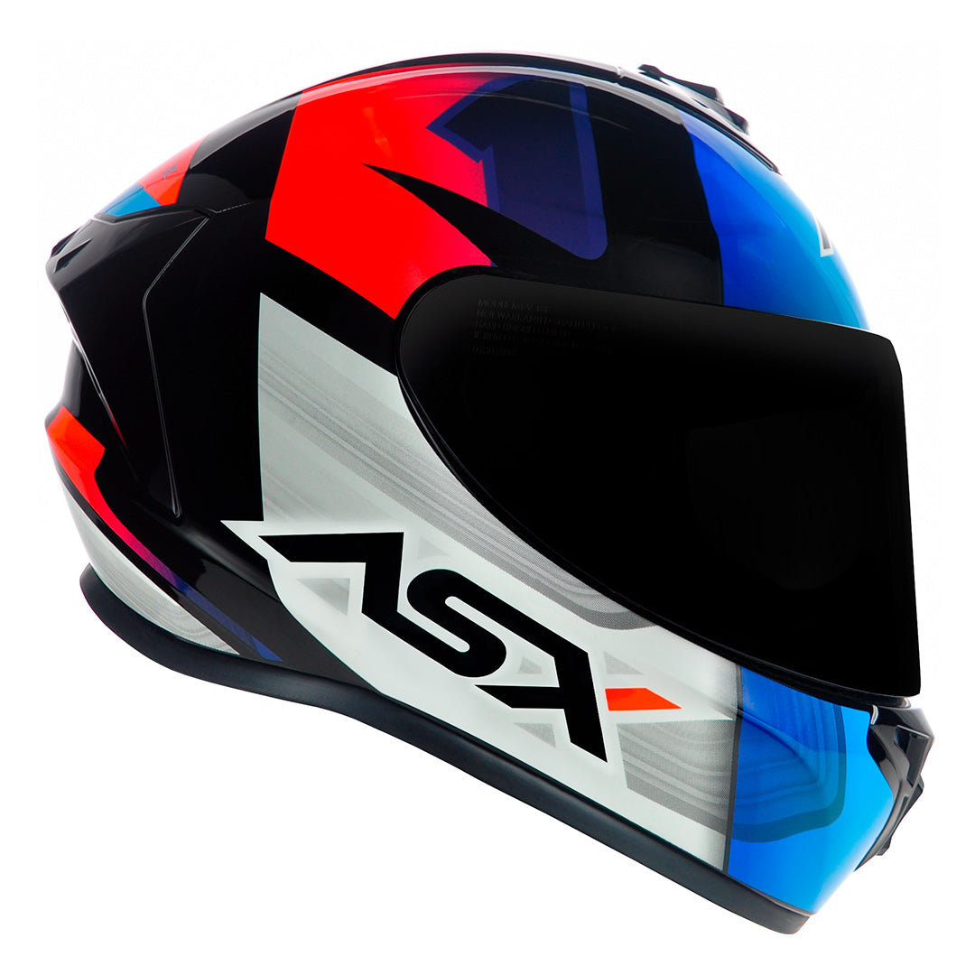 CAPACETE ASX DRAKEN STRIKER BRILHO PRETO AZUL VERMELHO