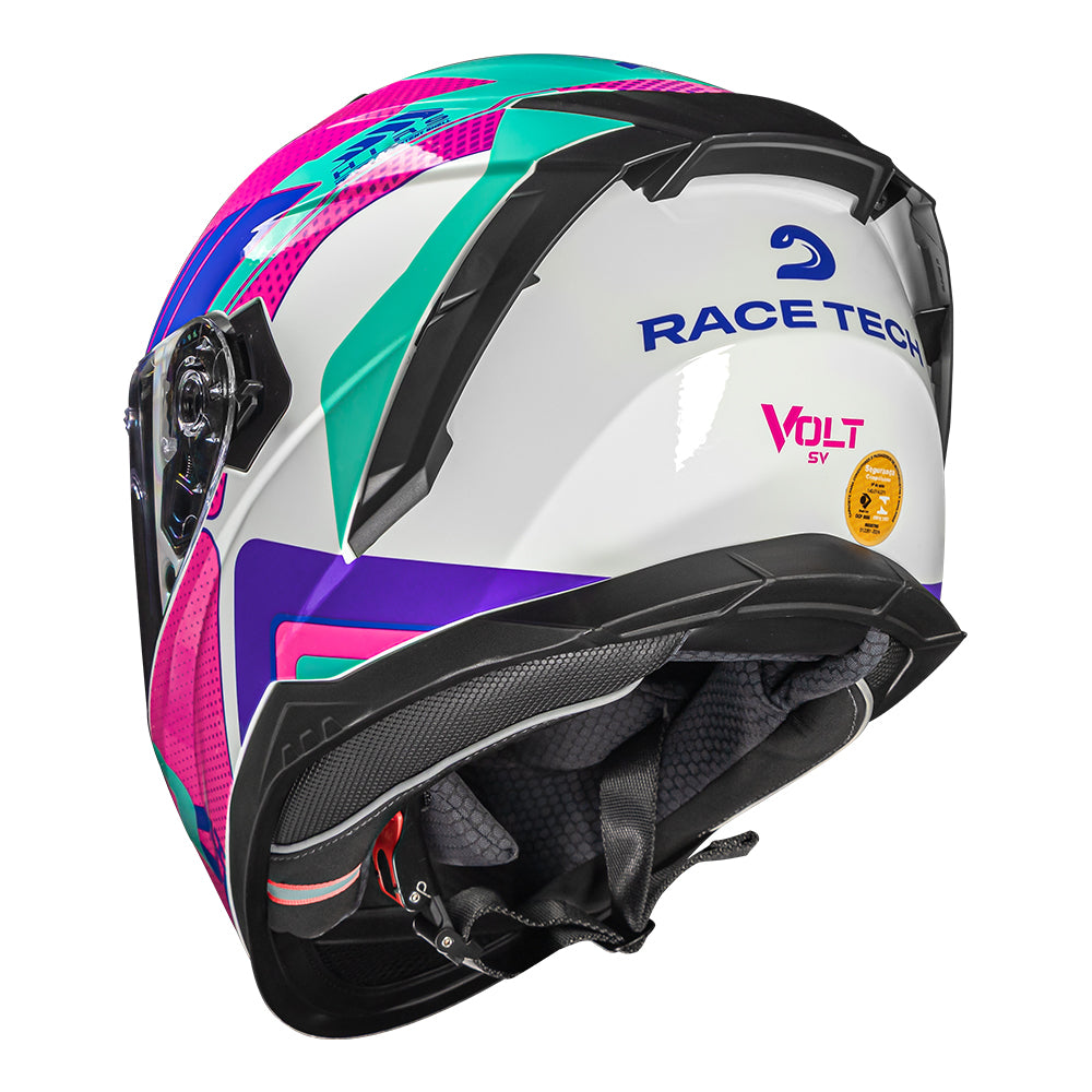 CAPACETE RACE TECH VOLT TRACK BRANCO E ROSA + ÓCULOS INTERNO